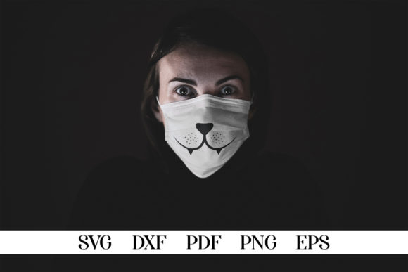 Cat Face Embroidery Design for Face Masks