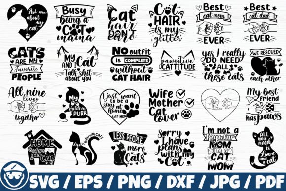 Cat Quotes X24 BUNDLE Svg Eps Png Dxf
